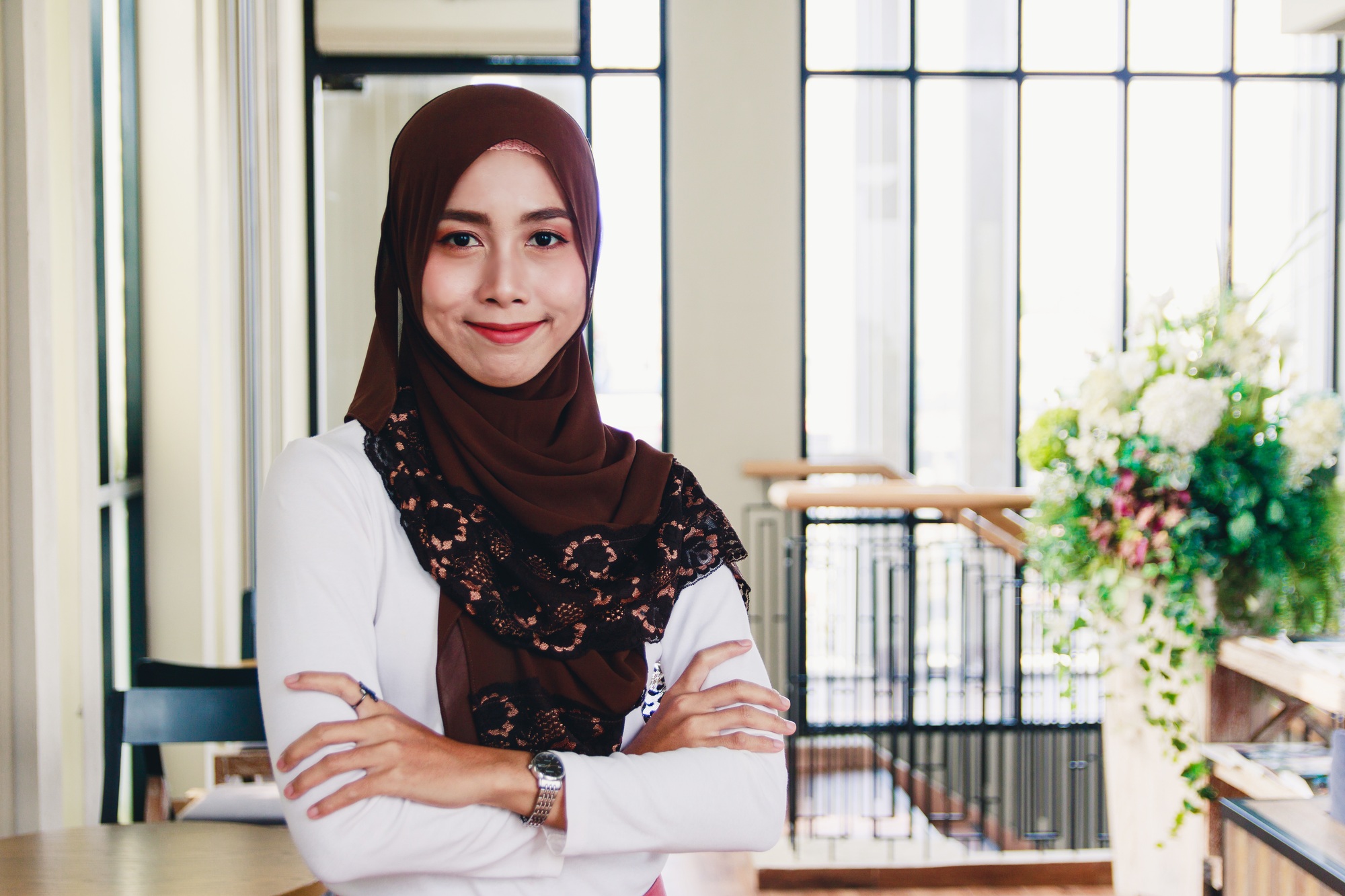 Muslim women with smiling face